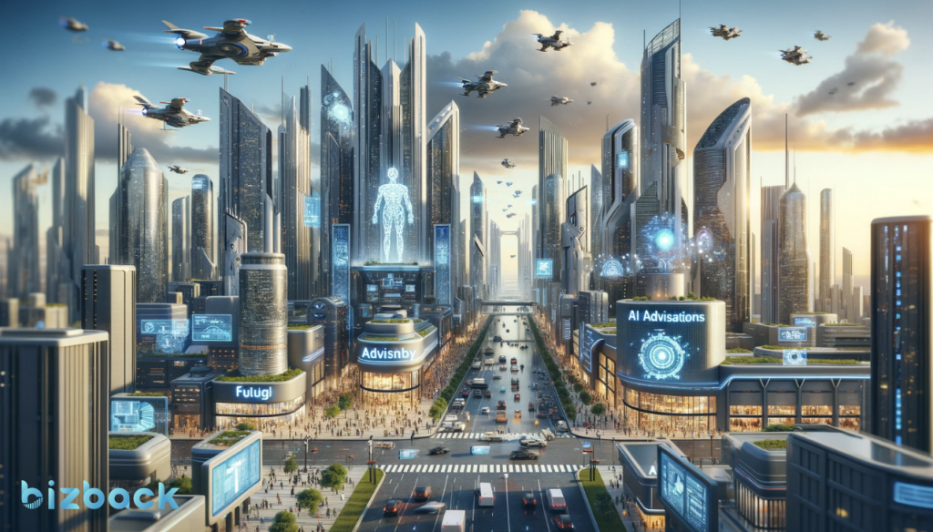A-futuristic-cityscape-with-towering-skyscrapers-flying-vehicles-and-a-diverse-population-of-humans-and-robots.-The-scene-is-set-in-a-world-where-ad